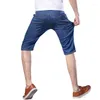 Jeans pour hommes grande taille 34 36 38 40 été hommes affaires Denim Shorts mode décontracté Stretch mince bleu mince court mâle