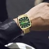 Montres-bracelets Hommes de luxe Montre Classique Bleu Vert Cadran Hommes Quartz Montre-Bracelet Or Noir Sliver Calendrier Mâle Reloj Acier Inoxydable Homme