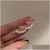 Cuelga la lámpara Nuevo elegante Metal en forma de corazón Atrás Colgante Pendientes de perlas Joyería de moda para mujer Niñas Accesorios D Dhgarden OTM1T