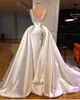 Abito da sposa a sirena di lusso 2024 Cinghie staccabili Perle Perline Spacco laterale in raso Abiti da sposa da donna Abiti formali Abiti da Noiva Custom Made