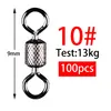 100pcs Fishing Swivel 1 -14 Sizes Solid Connector Ball Bearing Snap Fishing Swivels Rolling Stainless Steel Beads FishingFishing Tools