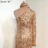 Serene Hill – robe de soirée dorée, asymétrique épaule dénudée, Sexy, design de soirée, paillettes scintillantes, luxueuse, formelle, LA60966, 2023