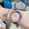 Diamond Women Watches Lüks Marka Tasarımcı Moda Lady Watch 35mm Deri Kayış Bilekleri Kadınlar Noel Sevgililer Günü Hediye Relojes Mujer