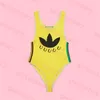 Maillot de bain jaune pour femme Designer Logo Bikini Stripe Maillot de bain une pièce pour femme Sports d'été Maillot de bain