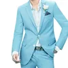 Costumes pour hommes 2023 bleu ciel loisirs affaires mariage hommes LineTwo bouton été printemps hommes costume 2 pièces (veste pantalon) Traje Hombre