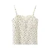 Camisoles Tanks PUWD Slim Girls Sweet Floral Print Camis Summer Fashion Ladies Vintage Cute Tops Chic Women Party Stylish Top 230420