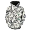 Men s Jackets 2023 Funny Hoodie with USD Banknote Pattern 3D Printing Street Clothing Spring and Autumn Sweatshirt Unisex Sweater 231120