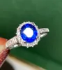 Clusterringen LR2023 Blauwe saffierring 1.75ct Real Pure 18K Natural Unheat Royal Gemstone Diamonds Stone vrouw