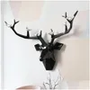 Novidade Itens Resina 3D Big Deer Head Home Decor para Estátua de Parede Decoração Acessórios Abstratos Scpture Modern Animal Room T200331 Dro Dhtpm