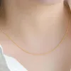 Chaînes fines en or jaune 18 carats pur collier femme perles lisses maillon de chaîne 1.1mmW 1.2mmW
