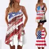 Casual Dresses Independence Day för kvinnors amerikanska 4 juli tryckt Boho sundress kvinnor länge