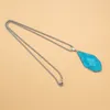 Pendanthalsband Natural Stone Halsband Polygon Blue Turquoise Link Chain Healing Crystals Charms för kvinnor 57x26mm