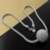 Chains 925 Silver 18-Inch Ladies Necklace Large Maracas Mesh Glamorous Fashion Jewelry Party Gift