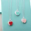 High Quality Jewelry Popular Edition S925 Sterling Silver Heart Charm Drop Glue Set Diamond Love Necklace Christmas