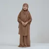 Abbigliamento etnico Bambini Jilbab Satin Abaya Gonna lunga Khimar Maxi Ramadan islamico Ragazze musulmane Abiti da preghiera Dubai Turchia Caftano modesto