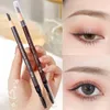 眉エンハンサー2PCS HAOZHUANG MIST EYBOW PENCIL TRENDY WOODENGY EYEBROW BRUSH防水茶色の眉エンハンスメントメイクアップ231120