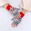 Gants sans doigts pour enfants Gants d'hiver pour enfants Noël Dessin animé mignon Elk Flip Mitaines à demi-doigts pour fille garçon enfants Gants chauds sans doigts doublés de coton 231120