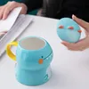 Tassen 3D-Dinosaurier-Kinderbecher aus Keramik für Büro, süßer Kaffee, lustig für Kinder, Tasse mit Deckel, ungewöhnliches Wasser aus Tassen, Trinkgeschirr, Geschenk 231120