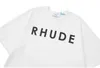 Roupas de moda de grife Tees Hip hop TShirts Rhude Summer Couple Minimalista Impressão de letras Solta Versátil Algodão T-shirt de manga curta Solta Streetwear