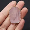 Pendanthalsband Natural Rose Quartz Double Hole Connector Charm Slice Ladies Geometry Plated Crystal Accessories 25x43mm