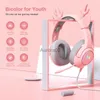 Mobiele telefoon-oortelefoons Surround Computer-oortelefoon Stereo Roze Elandenoor-koptelefoon met Rgb Led-licht Surround Sound Gaming-headset Computeraccessoires YQ231120