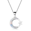 Pendentif Colliers Belle Elégante Opale De Feu Lune Étoile Pour Femmes Bijoux Cadeaux