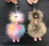 Renkli kürk top anahtarlık partisi lehine sevimli peluş devekuşu süsleri hayvan şekli sırt çantası araba aksesuarları toptan