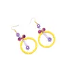 Boucles d'oreilles pendantes enroulées à la main, perles multicolores, pendentif fleur en argile polymère, accessoires de Style vacances pour femmes