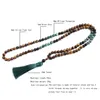 STRANDS STRINGEN 8mm gele tijgerogen turquesa Africana zwart Onyx japamala set meditatie yoga spirit sieraden 108 mala kralen kwast ketting 230419