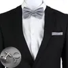 Bow Ties Men Set Solid Color Bowtie Cravat Mankiety Mankiety chusteczki moda Maszy Motyl Wedding na akcesoria koszulowe
