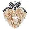 Decoratieve bloemen Valentijnsdag liefde hartvorm krans voor voordeur geruite boog slingershangende ornamenten