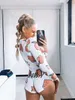 Jumpsuits voor dames rompers sexy playsuits vrouwen lange mouw Deep V nek bodycon stretch turp top knop korte romper pyjama's vrouwen jumpsuit overalls p230419