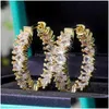 Hoop & Huggie High-Quality Sier Gold Earrings Women Wedding Party Hoop Earring Versatile Luxury Cubic Zirconia Jewelry Drop Dhgarden Ot7Sg