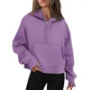 Tenue de yoga pour femmes sweat à capuche costume de plongée à capuche ample à manches longues haut court fitness entraînement haute élasticité veste de gymnastique fitness manteau court sweat-shirt