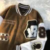 Mensjackor Stående krage Hiphop Velvet broderad baseball Uniform Autumn Jacket Womens Par Single Breasted Top 231120