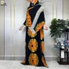 Ropa étnica 2023 Moda musulmana Mujer de verano Vestidos de manga corta con bufanda grande Algodón suelto Boubou Kaftan Islam Africano Abaya