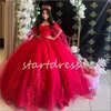 Lindo vermelho quinceanera vestidos princesa festa de aniversário 3d flores doce 16 vestido de baile vestido de baile elegante flores apliques 15 anos de idade quinze vestidos de festa de aniversário