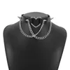 Choker Punk Chain Necklace For Women Girls Heart Spike Chocker Black Leather Collar Gothic Jewelry Fashion Accessories