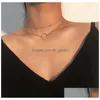 Pendant Necklaces Sumeng 2021 Fashion Modern Choker Necklace Two Layers Round Necklaces Gold Color Jewelry For Drop Delivery Dhgarden Otxet