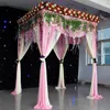 Haut de gamme mariage bricolage décoration quatre coins pavillon Double barre transversale support métal rituel voile étagère pour fête Site mise en page