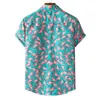 Мужские повседневные рубашки летние мужские фламинго принт Hawaii Aloha Рубашка с коротким рукавом пляжная вечеринка Праздничная одежда 230420