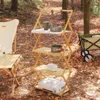 Camp Meubles Esjort pliant extérieur Rack de rangement à 4 couches Multi-fonction Portable Randable Pliant Camping Pique-Nique Assemblée Bamboo Tableau de table
