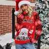 Женские свитера с блестками, рождественский свитер, пуловер с вышивкой, фестивальный трикотаж с круглым вырезом, трендовый женский джемпер из джерси, зимняя одежда