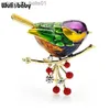 Pins Brooches Wuli baby 2021 Multicolor Bird Brooch Pins Quality Enamel Ainmal Brooches New Year Designer Jewelry Gift Pyrrhula pyrrhulaL231120