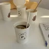 Copos descartáveis canudos 100 pc ins vento bonito urso copo de papel endurecido água café chá leite beber acessórios fontes de festa