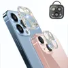 Lüks Bling Pırlanta Metal Kamera Lens Temsilli Cam Koruyucusu Parlak Bling Iphone 14 13 için renkli çizilmeye dayanıklı