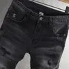 Men's Jeans High Street Fashion Men Retro Black Gray Stretch Slim Fit Ripped Spliced Designer Hip Hop Biker Pants Hombre