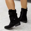 Boots Women Ankle Boots Winter Low Heels Round Plus Size Casual Shoes Faux Suede Female Low Boots Chelsea Boots 231118