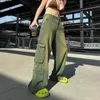Мужские джинсы Зеленый дракон с вышитым рисунком и множеством карманов для женщин Y2k High Street галстуки в стиле Instagram Индивидуальные комбинезоны в стиле ретро 231118