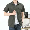 Chemises décontractées pour hommes, chemise à manches courtes, 100% coton, chemise Cargo de travail militaire, vêtements classiques, nouvel été, 230420